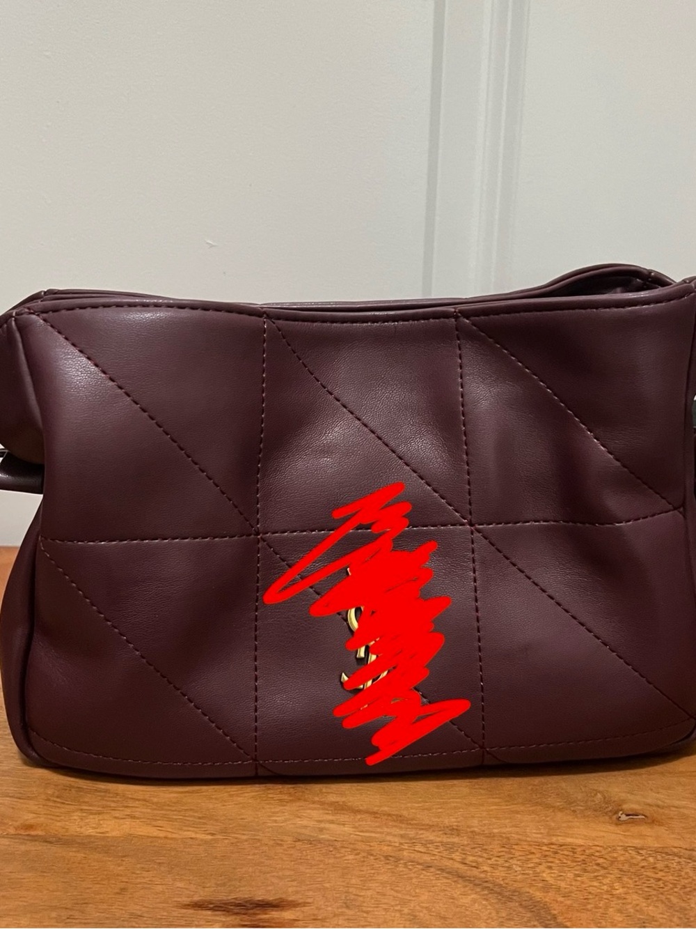 Quilted Leather Crossbody Bag in Deep Burgundy